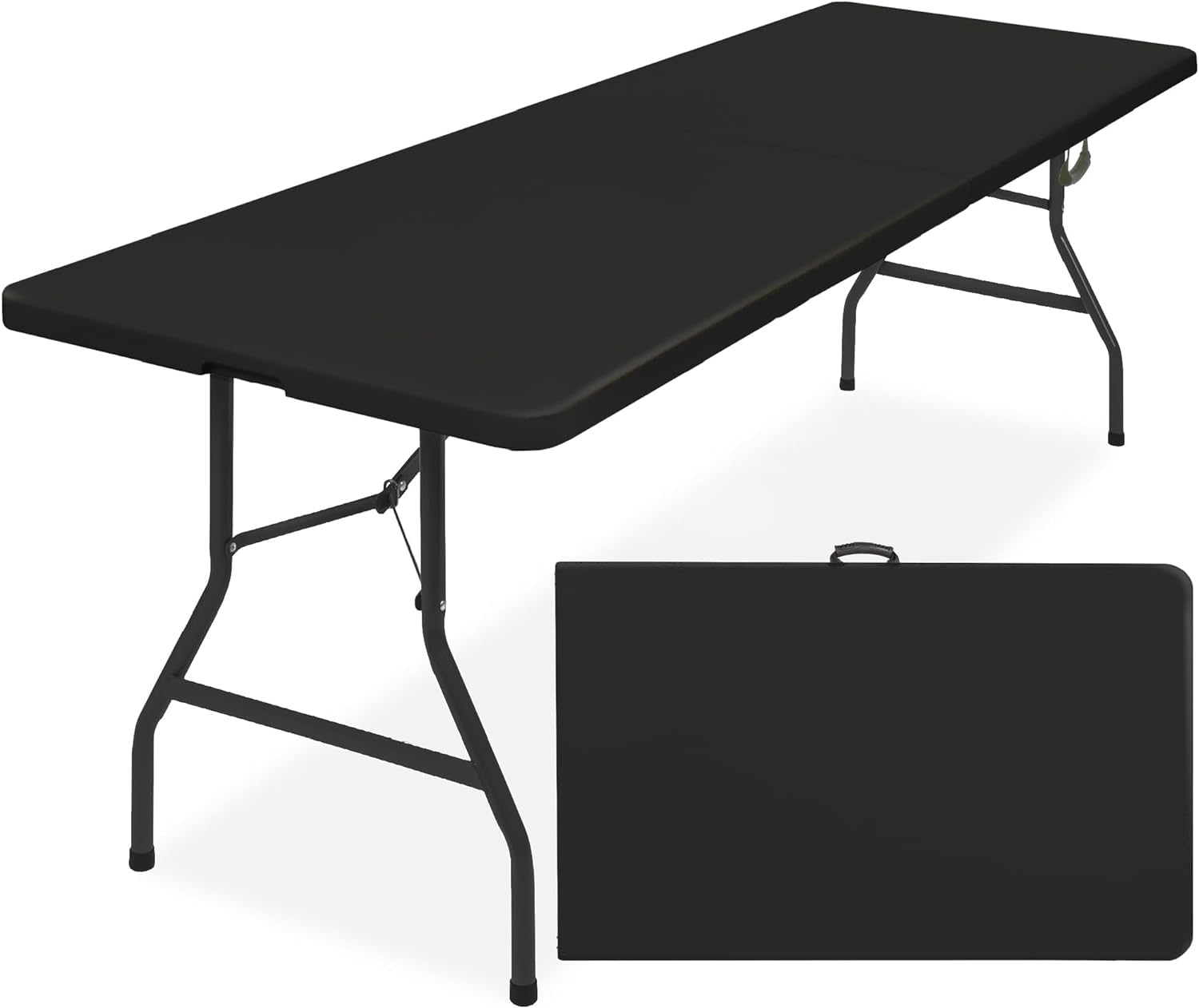 Simpli-Magic Black Heavy Duty Plastic Folding Table for Indoor Outdoor Picnic Party Camping - Portable with Handle and L