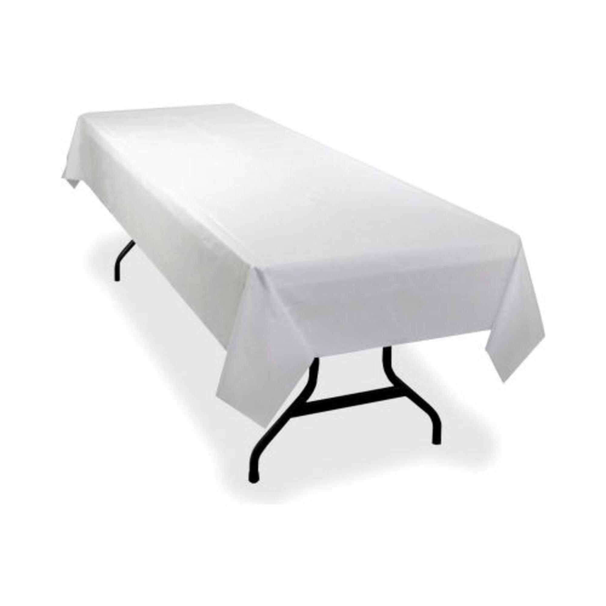 Genuine Joe GJO10324 White Plastic Banquet-Size Rectangular Table Cover Roll for Event Decor, Restaurant, Large Gatherin