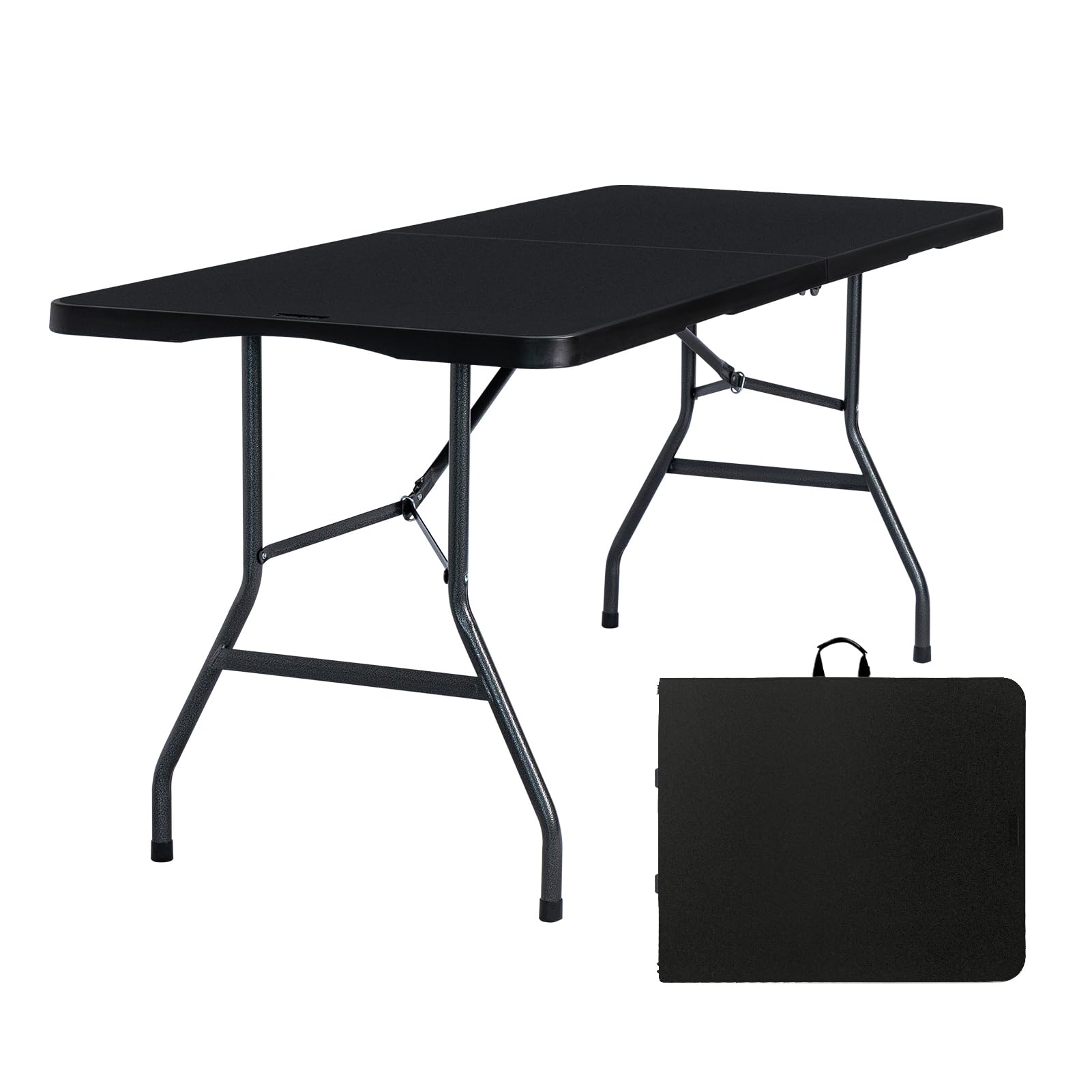 Folding Table 6ft Portable Heavy Duty Plastic for Camping and Picnic, Black
Portable Heavy Duty Plastic Fold-in-Half 6