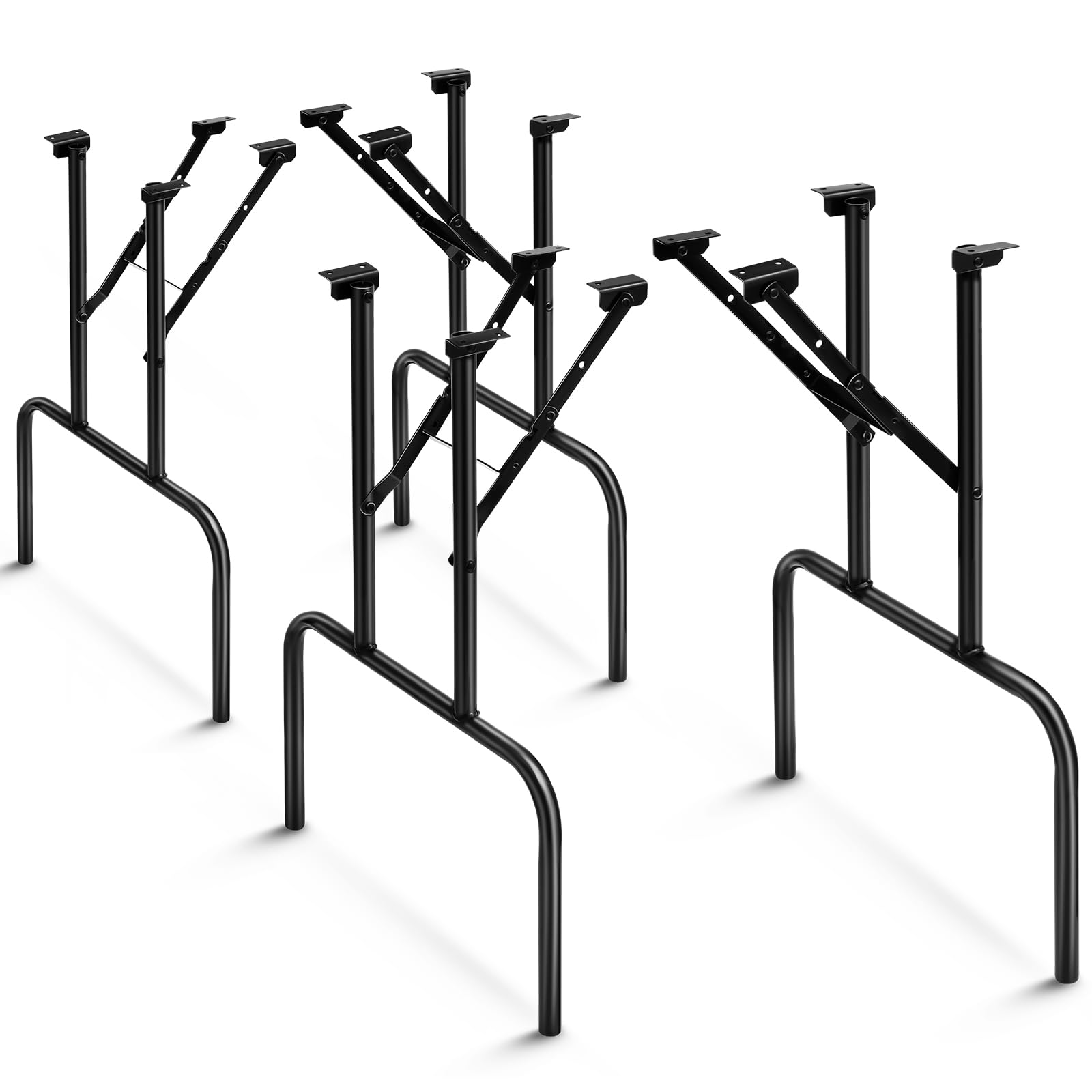 Tandefio Black Folding Table Legs 28 Inch Heavy Duty Steel Home Kitchen Desks DIY Repairs (28 Inch)