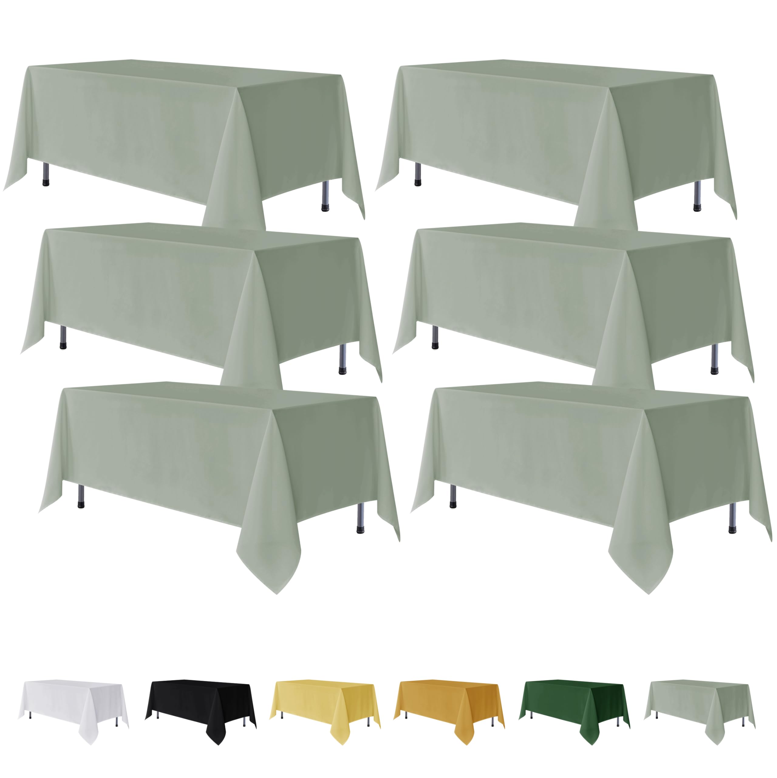 Fitable Sage Green Rectangle Table Clothes - Wrinkle and Stain Resistant Fabric Tablecloths for Wedding, Party, Banquet,