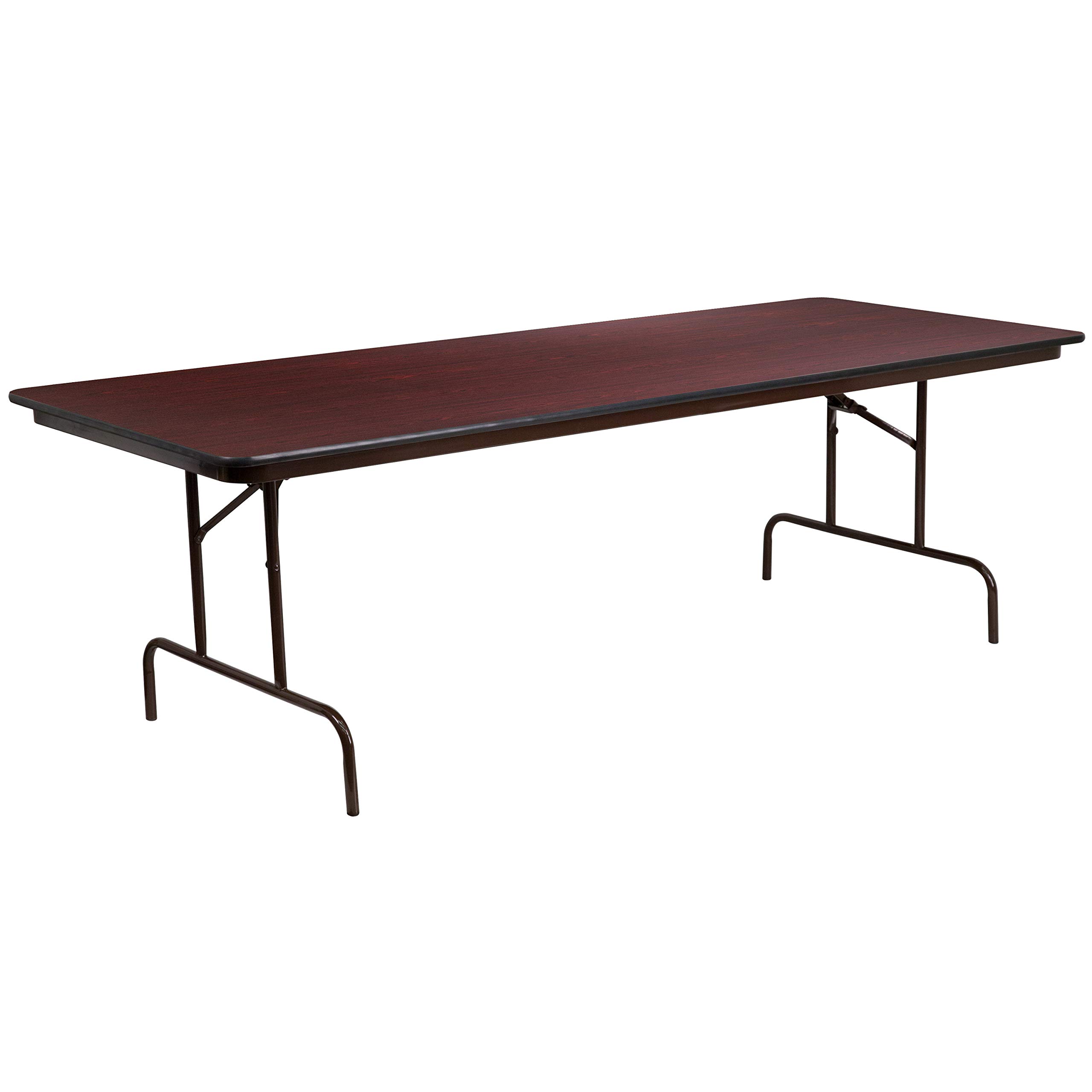 Flash Furniture Frankie 8-Foot Mahogany Melamine Laminate Folding Banquet Table for Commercial Use at Events and Partie