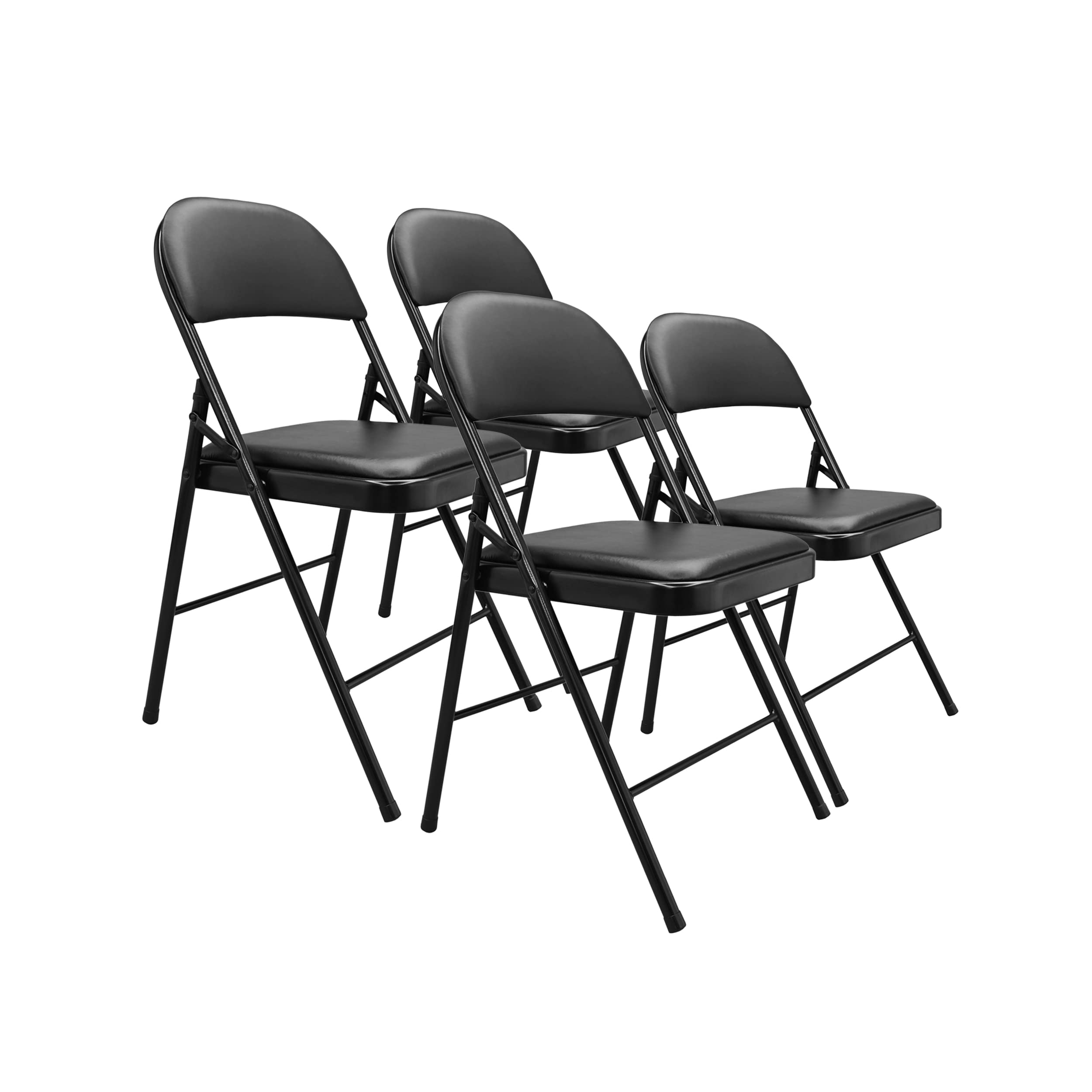 Amazon Basics Comfortable Vinyl-Padded Metal Steel Folding Chair, Black, Home Office and Outdoor Use, Ergonomic Design,