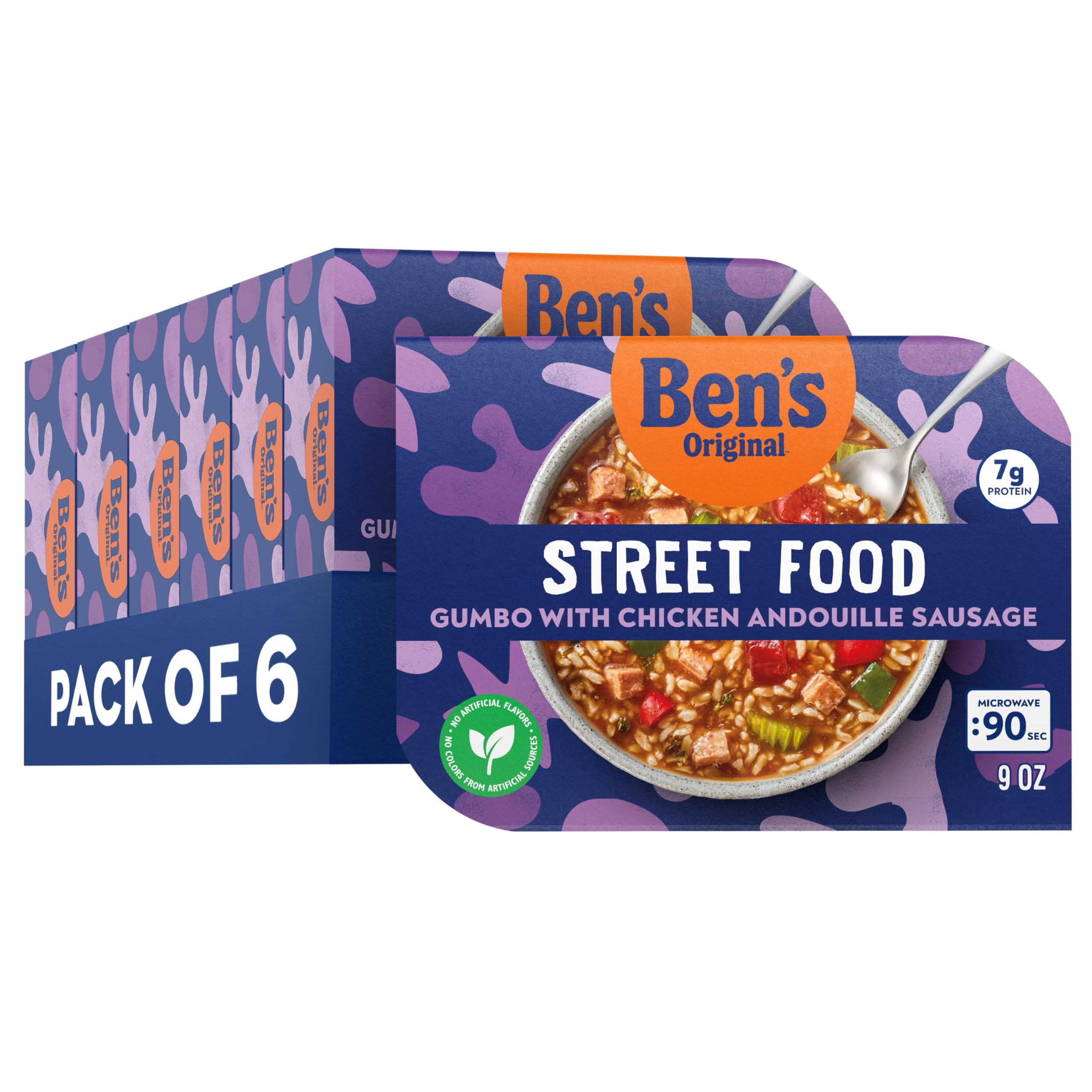 BEN'S ORIGINAL Street Food Gumbo with Chicken Andouille Sausage, Microwave Ready, Quick & Easy Meal, 9 oz (Pack of 6)
|